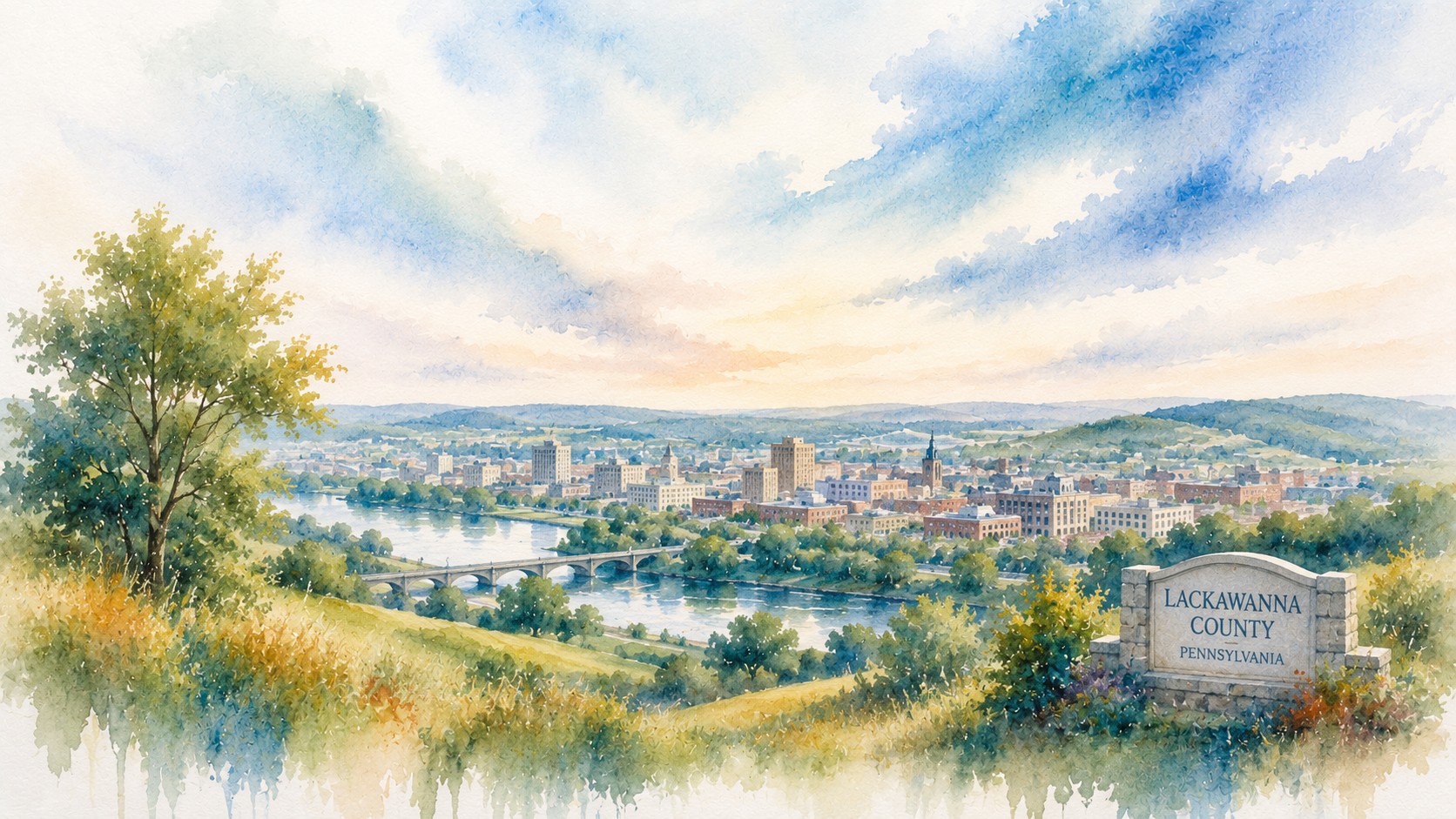 Lackawanna County, PA watercolor