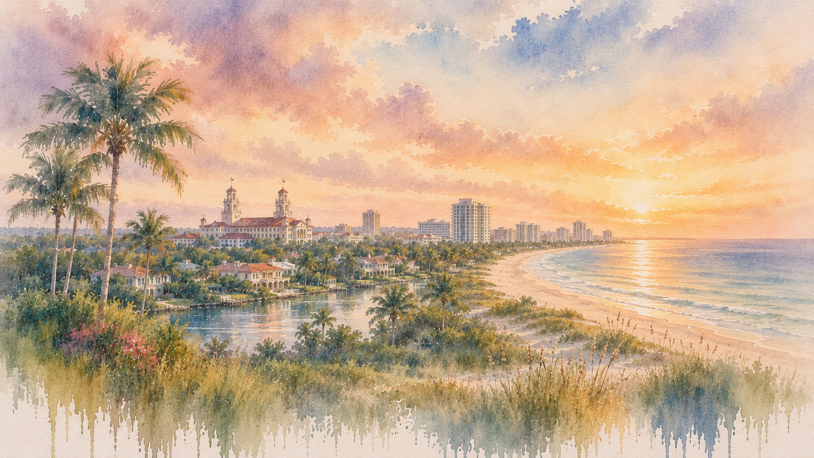 Palm Beach County, FL watercolor